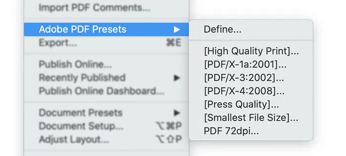 Illustrator PDF export dialog with the wrong preset selected